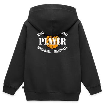 JOUEUR DE HANDBALL - Sweat Premium à capuche zippé enfant bio - noir - Dos - AI Model Kid Male (0cm)