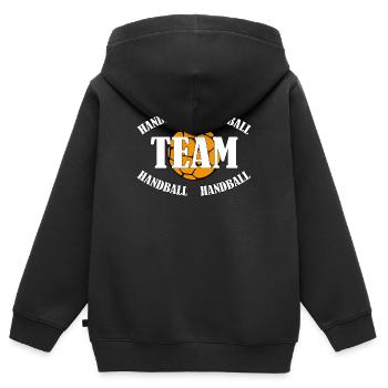 ÉQUIPE DE HANDBALL - Sweat Premium à capuche zippé enfant bio - noir - Dos - AI Model Kid Male (0cm)