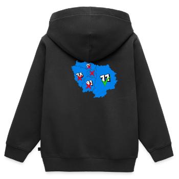 Ile de France Region - Kinder Premium Organic Zip Hoodie - Schwarz - Hinten - AI Model Kid Male (0cm)