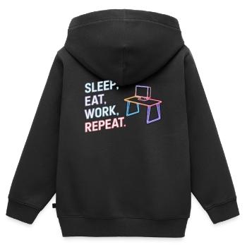 Schlaf Essen Arbeit Wiederholung Neon Design - Kinder Premium Organic Zip Hoodie - Schwarz - Hinten - AI Model Kid Male (0cm)