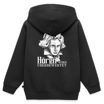 Komponist Beethoven taub Hören wird überbewertet - Kinder Premium Organic Zip Hoodie - Schwarz - Hinten - AI Model Kid Male (0cm)