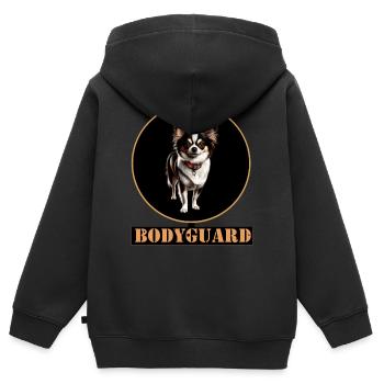 Bodyguard Chihuahua Circle - Kinder Premium Organic Zip Hoodie - Schwarz - Hinten - AI Model Kid Male (0cm)