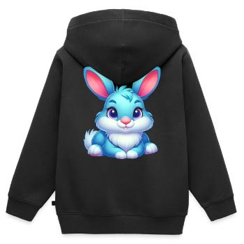 Kaninchen - Kinder Premium Organic Zip Hoodie - Schwarz - Hinten - AI Model Kid Male (0cm)