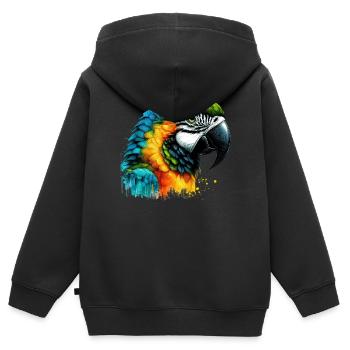 Perroquet - Sweat Premium à capuche zippé enfant bio - noir - Dos - AI Model Kid Male (0cm)