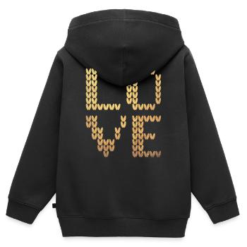 Love Gold Strick Liebe Luxus Strick exklusiv - Kinder Premium Organic Zip Hoodie - Schwarz - Hinten - AI Model Kid Male (0cm)