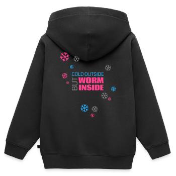 Froid à l’extérieur mais ver à l’intérieur - Sweat Premium à capuche zippé enfant bio - noir - Dos - AI Model Kid Male (0cm)
