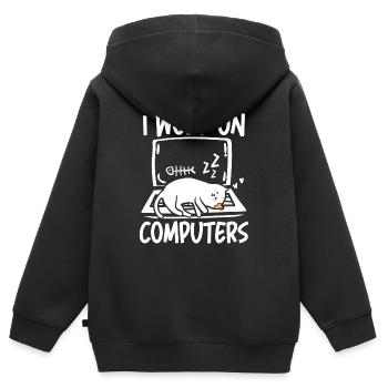 I work on computers - Kinder Premium Organic Zip Hoodie - Schwarz - Hinten - AI Model Kid Male (0cm)