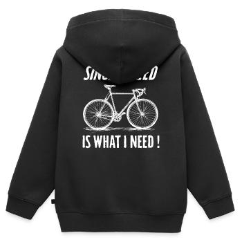 Single Speed Fahrrad Fun ohne Rücktritt - Kinder Premium Organic Zip Hoodie - Schwarz - Hinten - AI Model Kid Male (0cm)