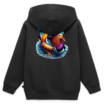Mandarin duck - Kids Premium Organic Zip-up Hoodie - black - Back - AI Model Kid Male (0cm)