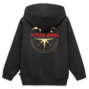 Koordinaten St Peter Ording - Kinder Premium Organic Zip Hoodie - Schwarz - Hinten - AI Model Kid Male (0cm)