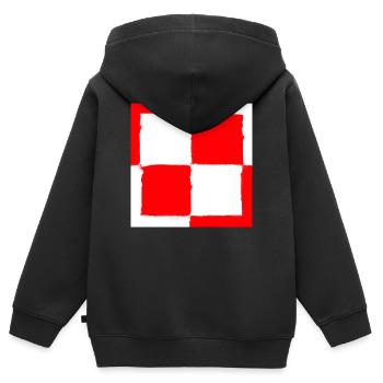 Échiquier symbole de la Pologne polonaise - Sweat Premium à capuche zippé enfant bio - noir - Dos - AI Model Kid Male (0cm)