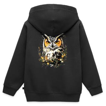 Eule Schleiereule Kauz Uhu Owl Süße Eulen - Kinder Premium Organic Zip Hoodie - Schwarz - Hinten - AI Model Kid Male (0cm)