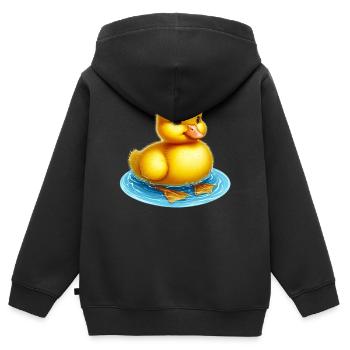 Caneton Canard Canard Canard - Sweat Premium à capuche zippé enfant bio - noir - Dos - AI Model Kid Male (0cm)