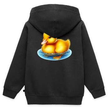 Caneton Canard Canard Canard - Sweat Premium à capuche zippé enfant bio - noir - Dos - AI Model Kid Male (0cm)