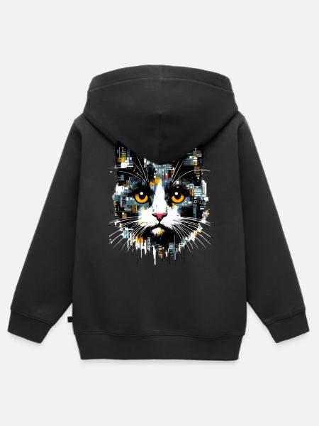 Katze - Kinder Premium Organic Zip Hoodie - Schwarz