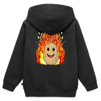 Gemüse Kartoffel Kartoffeln feurig heiß - Kinder Premium Organic Zip Hoodie - Schwarz - Hinten - AI Model Kid Male (0cm)
