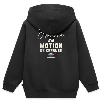 J peux j ai motion de censure - Sweat Premium à capuche zippé enfant bio - noir - Dos - AI Model Kid Male (0cm)