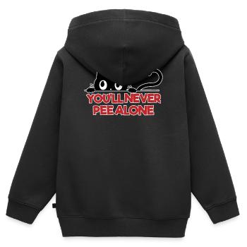 Du wirst nie alleine pinkeln - Kinder Premium Organic Zip Hoodie - Schwarz - Hinten - AI Model Kid Male (0cm)