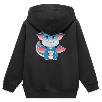 Azurblauer Drachenling-Amulett - Kinder Premium Organic Zip Hoodie - Schwarz - Hinten - AI Model Kid Male (0cm)