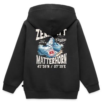 Zermatter Klettern 3 - Kinder Premium Organic Zip Hoodie - Schwarz - Hinten - AI Model Kid Male (0cm)