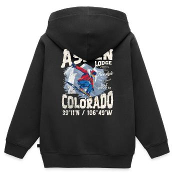 Verschneiter Bergläufer - Kinder Premium Organic Zip Hoodie - Schwarz - Hinten - AI Model Kid Male (0cm)