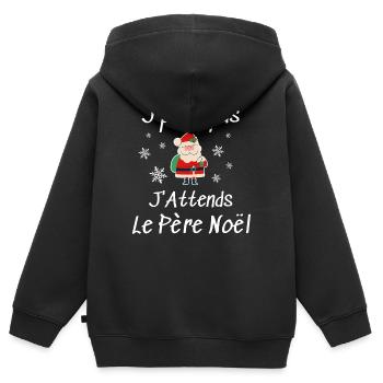 Ich kann nicht, ich warte auf den Weihnachtsmann - Kinder Premium Organic Zip Hoodie - Schwarz - Hinten - AI Model Kid Male (0cm)