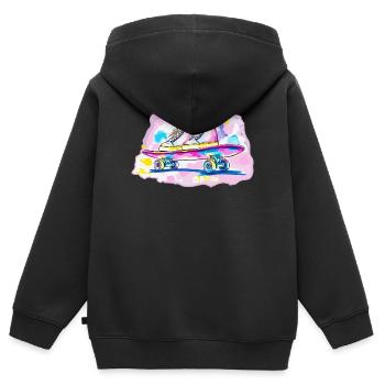 Skateboard mit Schuhe - Kinder Premium Organic Zip Hoodie - Schwarz - Hinten - AI Model Kid Male (0cm)