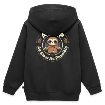 So langsam wie möglich - Kinder Premium Organic Zip Hoodie - Schwarz - Hinten - AI Model Kid Male (0cm)
