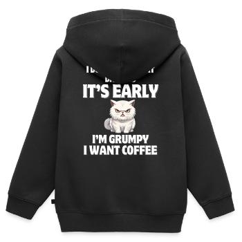 Morgenschritte, Kaffee, Kaffee - Kinder Premium Organic Zip Hoodie - Schwarz - Hinten - AI Model Kid Male (0cm)