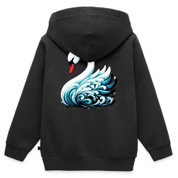 Cygne - Sweat Premium à capuche zippé enfant bio - noir - Dos - AI Model Kid Male (0cm)