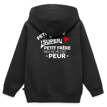 Citation humoristique pour frère héroïque - Sweat Premium à capuche zippé enfant bio - noir - Dos - AI Model Kid Male (0cm)