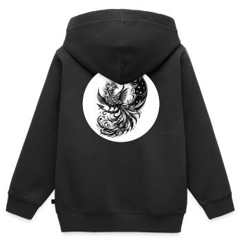 La comète Phoenix dans le cercle lunaire - Sweat Premium à capuche zippé enfant bio - noir - Dos - AI Model Kid Male (0cm)