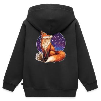 Renard et ciel étoilé - Sweat Premium à capuche zippé enfant bio - noir - Dos - AI Model Kid Male (0cm)