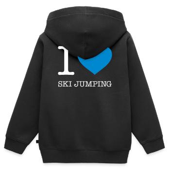 I LOVE SKI JUMPING - Kinder Premium Organic Zip Hoodie - Schwarz - Hinten - AI Model Kid Male (0cm)