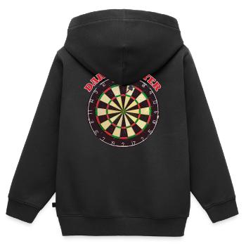 Darts Spieler Design mit Dartboard - Kinder Premium Organic Zip Hoodie - Schwarz - Hinten - AI Model Kid Male (0cm)