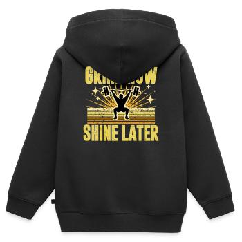 Motivation Fitness Barre-Squat Design - Kinder Premium Organic Zip Hoodie - Schwarz - Hinten - AI Model Kid Male (0cm)