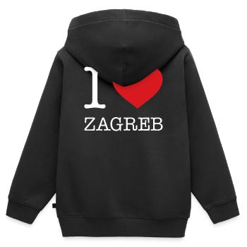 I LOVE ZAGREB - Kids Premium Organic Zip-up Hoodie - black - Back - AI Model Kid Male (0cm)