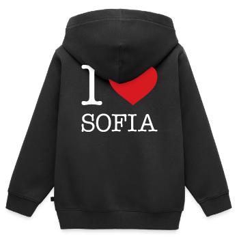 J’ADORE SOFIA - Sweat Premium à capuche zippé enfant bio - noir - Dos - AI Model Kid Male (0cm)