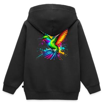 Kolibri - Kinder Premium Organic Zip Hoodie - Schwarz - Hinten - AI Model Kid Male (0cm)