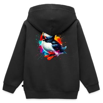Papageitaucher - Kinder Premium Organic Zip Hoodie - Schwarz - Hinten - AI Model Kid Male (0cm)