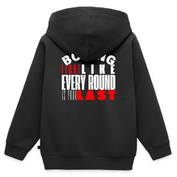 Boxkampf, als wäre jede Runde deine letzte - Kinder Premium Organic Zip Hoodie - Schwarz - Hinten - AI Model Kid Male (0cm)