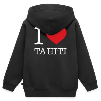I LOVE TAHITI - Kinder Premium Organic Zip Hoodie - Schwarz - Hinten - AI Model Kid Male (0cm)