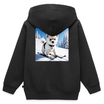 Paw Tracks Snow Penguin Design - Kids Premium Organic Zip-up Hoodie - black - Back - AI Model Kid Male (0cm)
