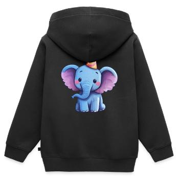 Süßer fröhlicher Elefant mit Partyhut - Kinder Premium Organic Zip Hoodie - Schwarz - Hinten - AI Model Kid Male (0cm)