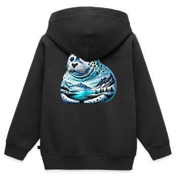 Phoque - Sweat Premium à capuche zippé enfant bio - noir - Dos - AI Model Kid Male (0cm)