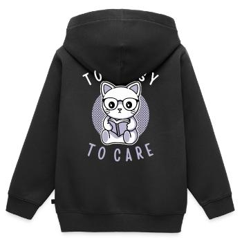 Trop occupé pour s’en soucier - Sweat Premium à capuche zippé enfant bio - noir - Dos - AI Model Kid Male (0cm)