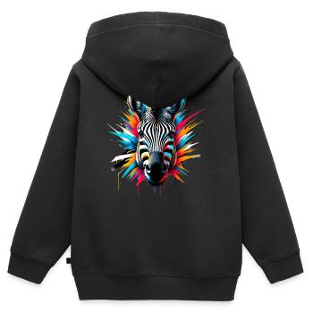 Zebra - Kinder Premium Organic Zip Hoodie - Schwarz - Hinten - AI Model Kid Male (0cm)