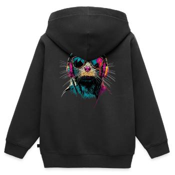 Maulwurf mit Sonnenbrille Liebe Süße Maulwürfe - Kinder Premium Organic Zip Hoodie - Schwarz - Hinten - AI Model Kid Male (0cm)