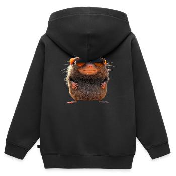 Maulwurf mit Sonnenbrille Liebe Süße Maulwürfe - Kinder Premium Organic Zip Hoodie - Schwarz - Hinten - AI Model Kid Male (0cm)