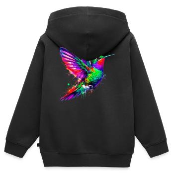 Kolibri - Kinder Premium Organic Zip Hoodie - Schwarz - Hinten - AI Model Kid Male (0cm)